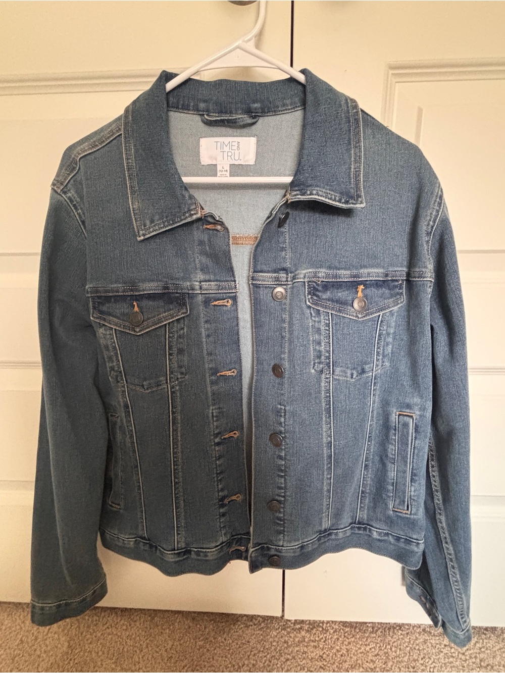 Time and Tru Light Blue Denim Jacket with Chest Pockets
